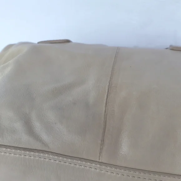 HINGE Floral Tan Suede Leather Shoulder Satchel Bag - Picture 6 of 9